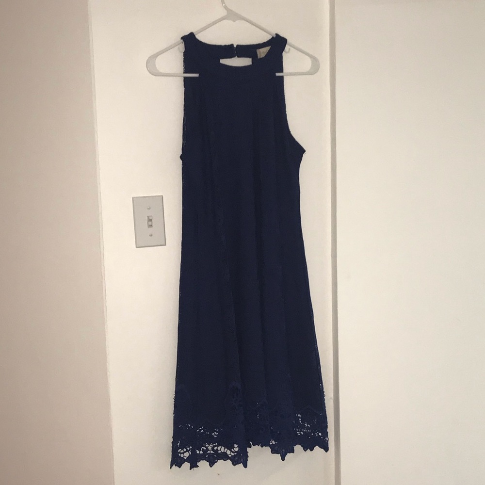 Navy dress with lace detail